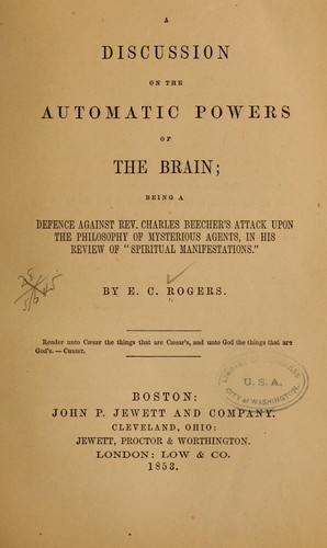 A discussion on the automatic powers of the brain