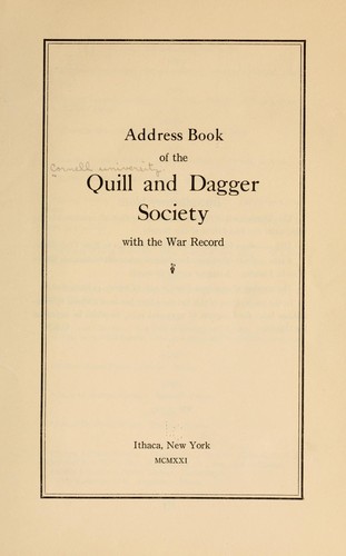 Address book of the Quill and dagger society with the war record