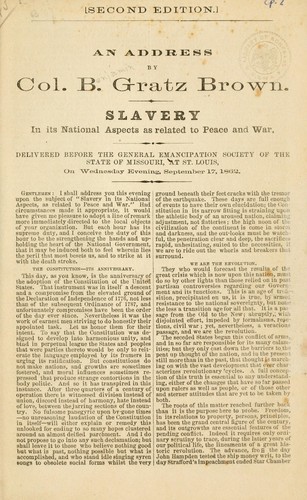 An address by Col. B. Gratz Brown