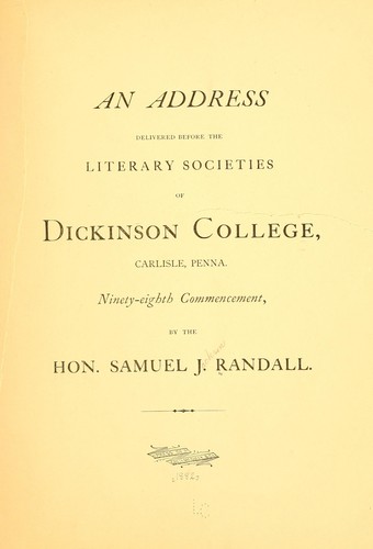 An address delivered before the literary societies of Dickinson college