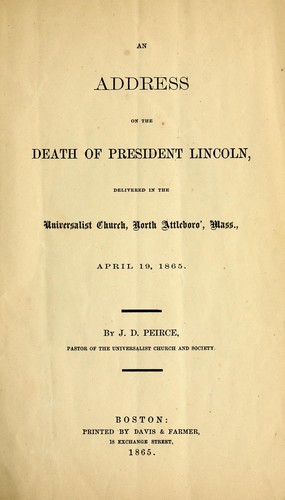 An address on the death of President Lincoln