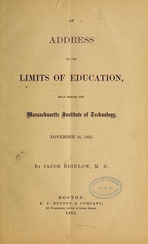 Address on the limits of education...