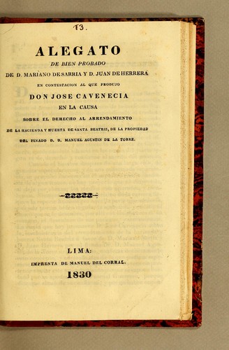 Alegato de bien probado de D. Mariano de Sarria y D. Juan de Herrera