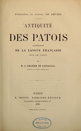 Antiquité des patois