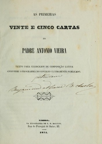 As primeiras vinte e cinco cartas do padre Antonio Vieira