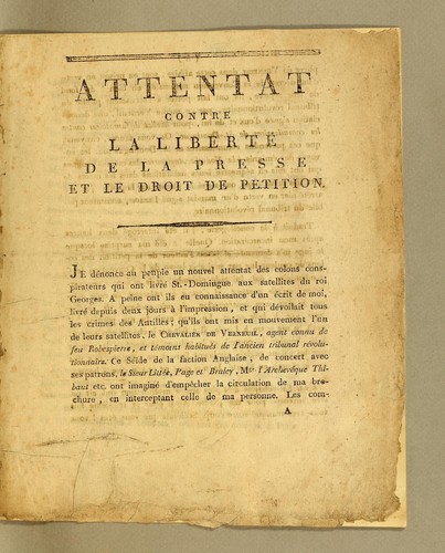 Attentat contre la liberté de la presse et le droit de petition