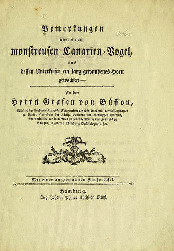 Bemerkungen über einen monstreusen Canarien-Vogel