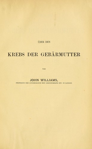 Über den Krebs der Gebärmutter