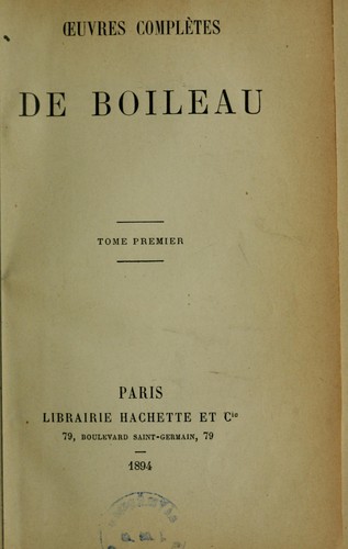 Oeuvres complètes de Boileau