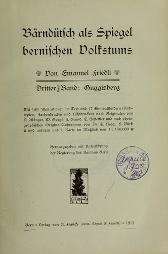 Bärndütsch als Spiegel bernischen Volkstums