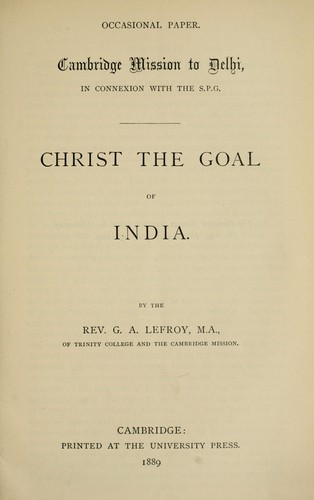 Christ the goal of India