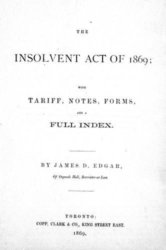 The Insolvent Act of 1869
