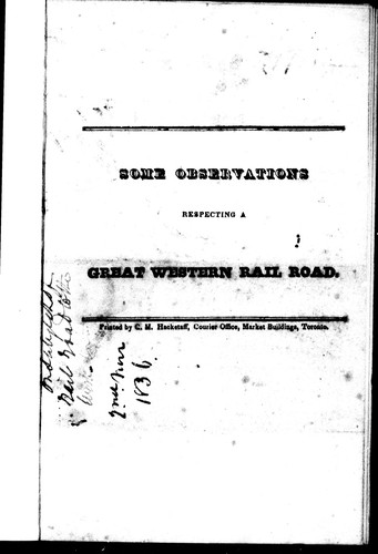Some observations respecting a great western rail road