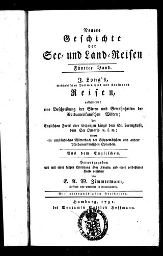 J. Long's, Westindischen Dollmetschers und Kaufmanns Reisen