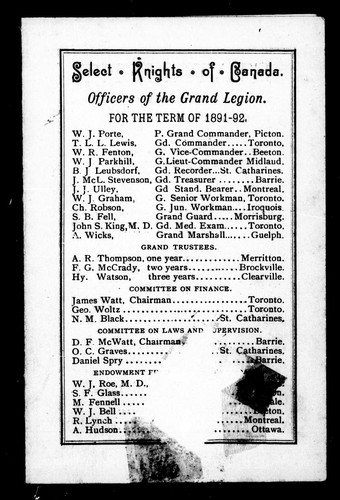 Select knights of Canada