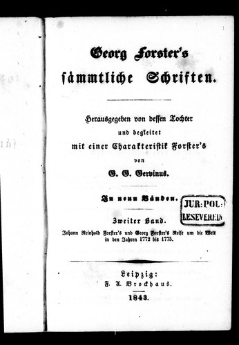 Georg Forster's sämmtliche Schriften
