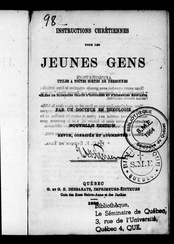 Instructions chrétiennes pour les jeunes gens