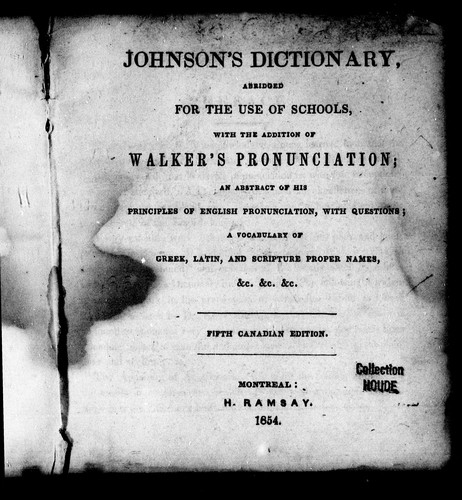 Johnson's dictionary, abridged for the use of schools