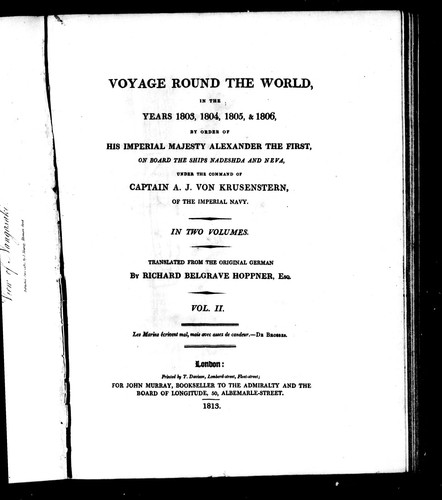 Voyage round the world in the years 1803, 1804, 1805, & 1806