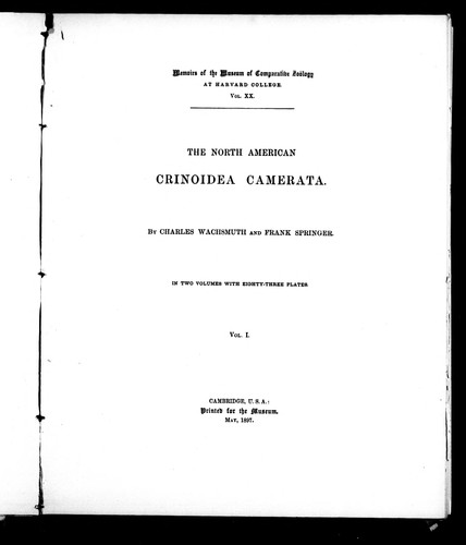 The North American Crinoidea camerata