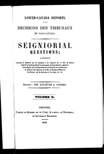 Seigniorial questions
