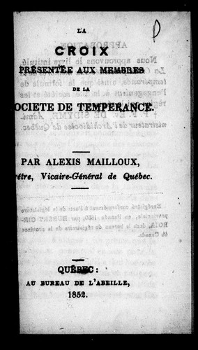 La croix présentée aux membres de la Société de tempérance