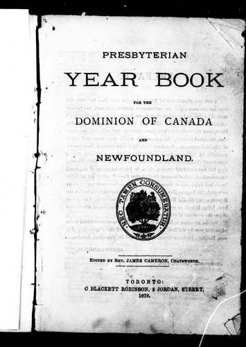 Presbyterian year book for the Dominion of Canada and Newfoundland