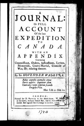 A journal: or Full account of the late expedition to Canada