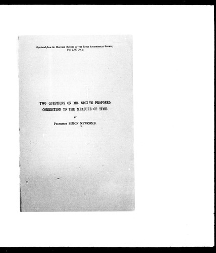 Two questions on Mr. Stone's proposed correction to the measure of time