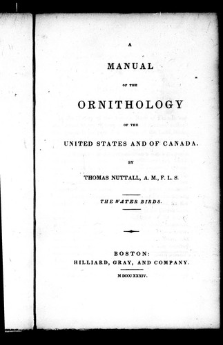 A manual of the ornithology of the United States and of Canada