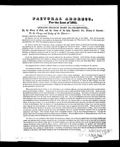 Pastoral address for the Lent of 1851