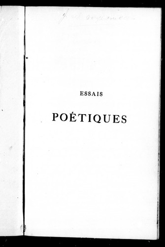 Essais poétiques
