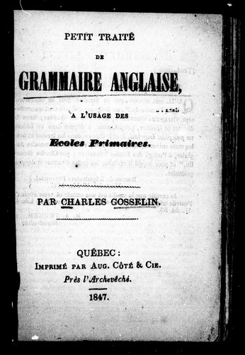 Petit traité de grammaire anglaise