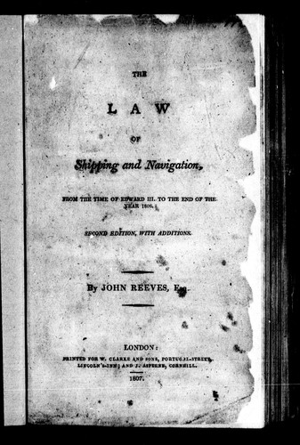 The law of shipping and navigation