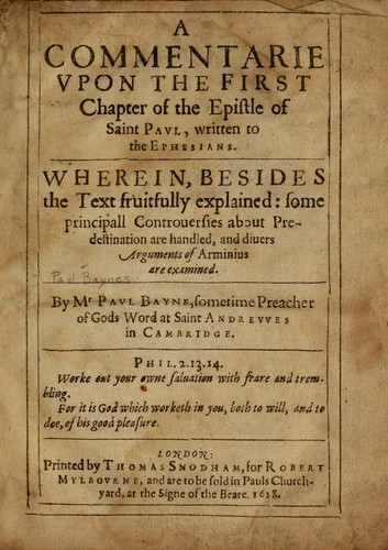 A commentarie upon the first chapter of the epistle of Saint Paul written to the Ephesians