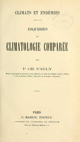 Climats et endémies