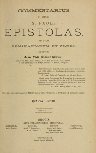 Commentarius in omnes S. Pauli Epistolas ad usum seminariorum et cleri