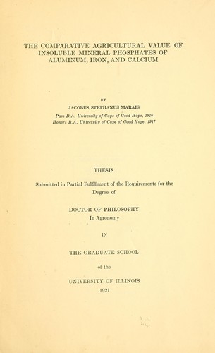 The comparative agricultural value of insoluble mineral phosphates of aluminum, iron, and calcium