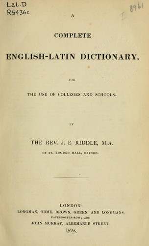 A complete English-Latin dictionary