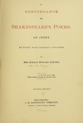 A concordance to Shakespeare's poems