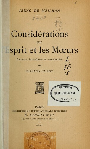 Considérations sur l'esprit et les moeurs