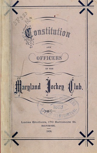 Constitution and officers of the Maryland jockey club