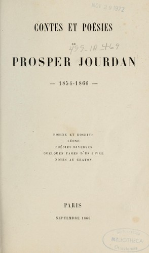 Contes et poésies de Prosper Jourdan, 1854-1866