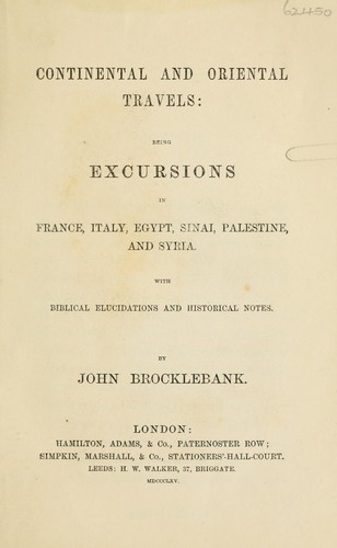 Continental and oriental travels