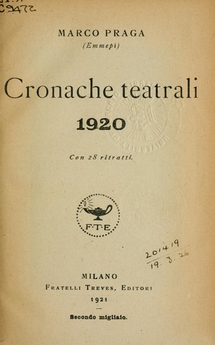 Cronache teatrali, 1919-31