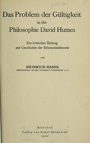 Das Problem der Gültigkeit in der Philosophie David Humes