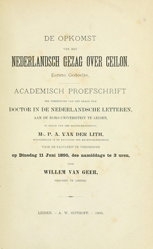 De opkomst van het Nederlandsch gezag over Ceilon
