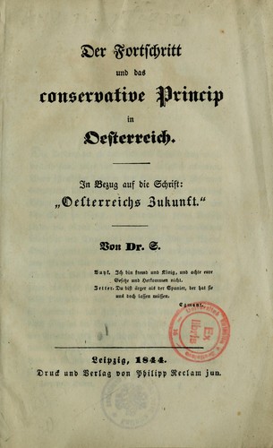 Der Fortschritt und das conservative Princip in Oesterreich