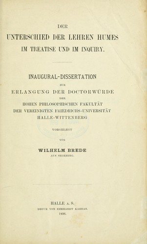 Der Unterschied der Lehren Humes im Treatise und im Inquiry