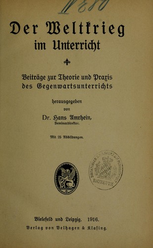 Der Weltkrieg im Unterricht